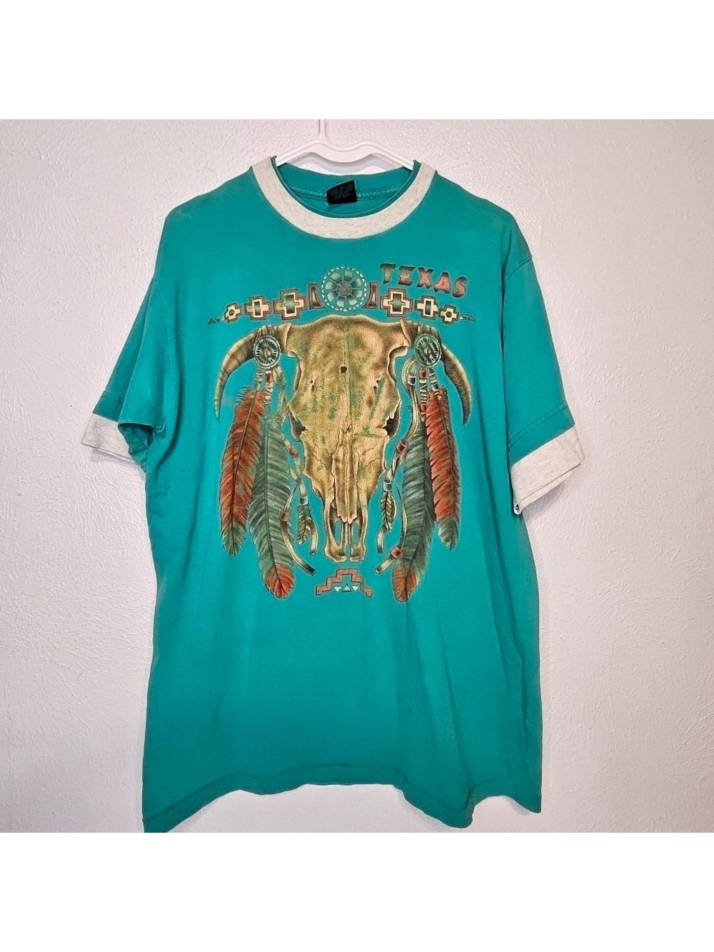 Vintage Native Turquoise T-shirt Short Sleeve Made in USA Men's Size Large